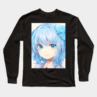 anime blue hair manga Long Sleeve T-Shirt